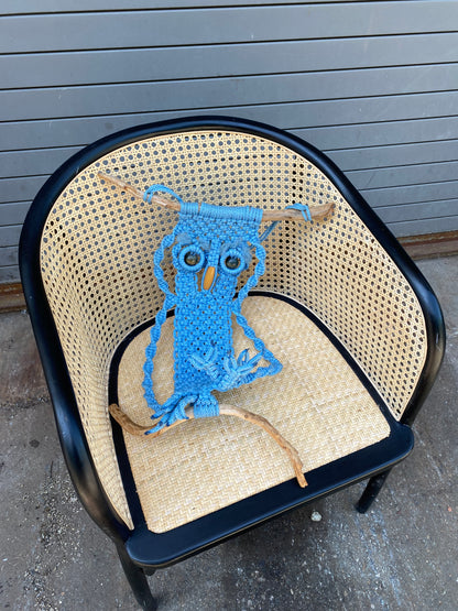 Vintage Blue Macramé Owl