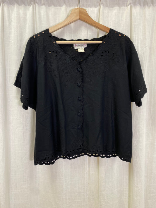 Black Eyelet Top (L)