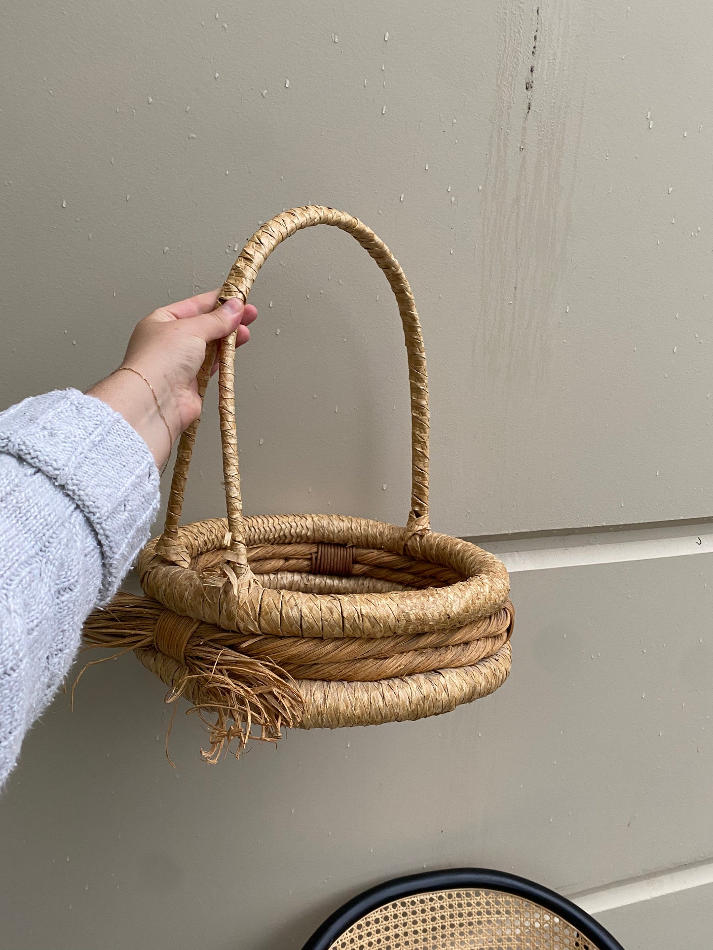 Flat Circular Wicker Basket