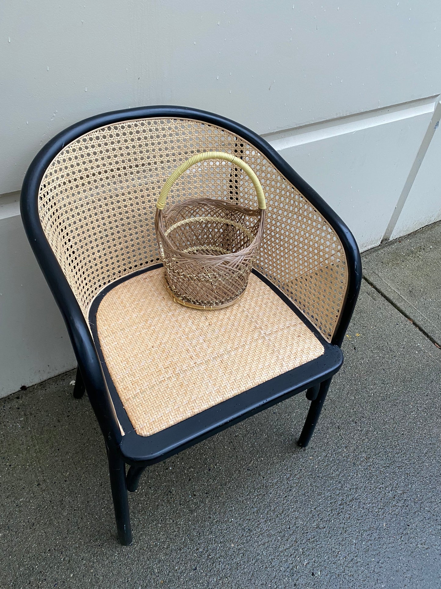 Wicker Basket with Yellow Handle