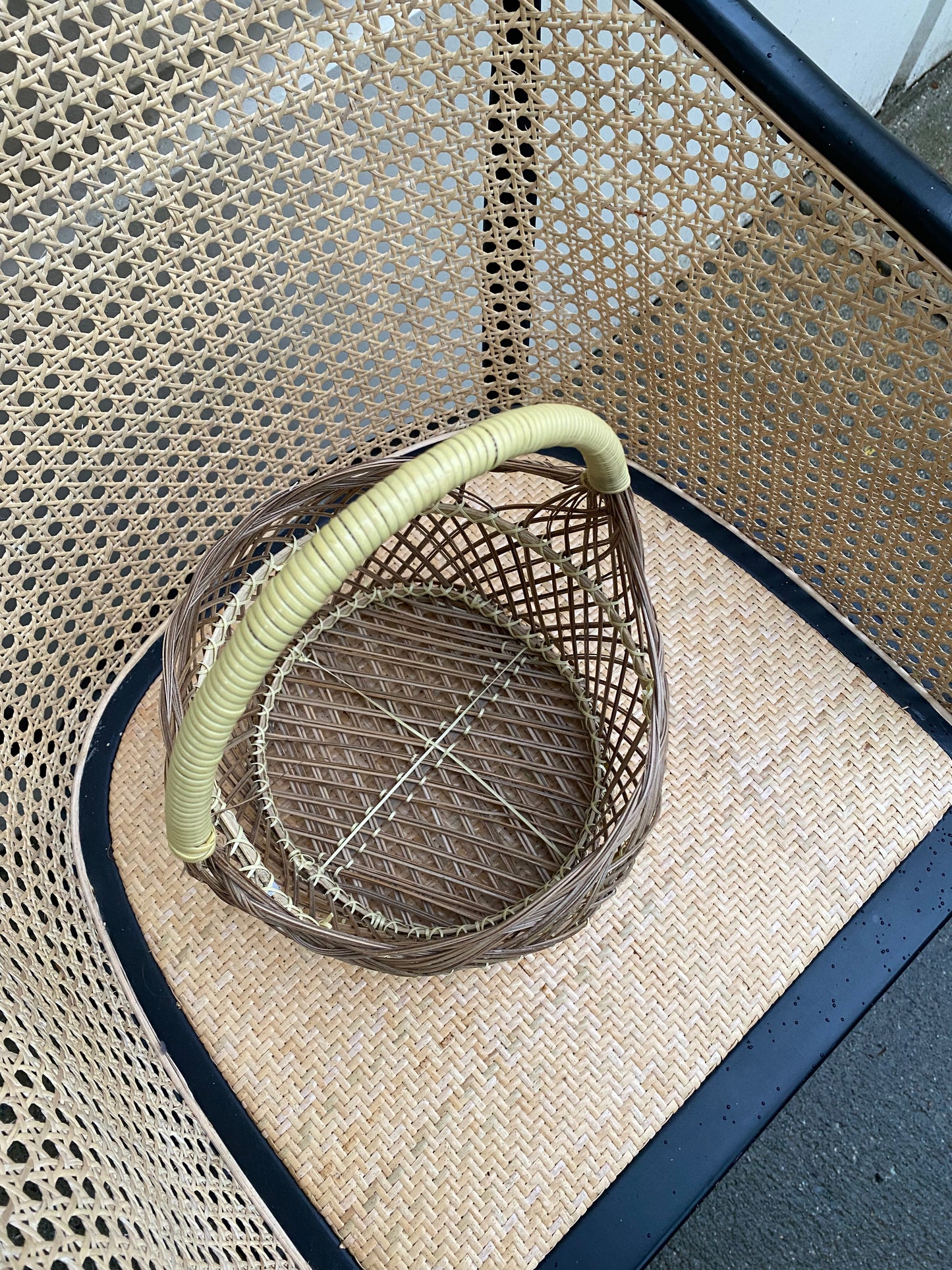 Wicker Basket with Yellow Handle