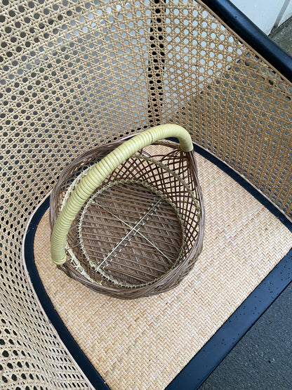 Wicker Basket with Yellow Handle