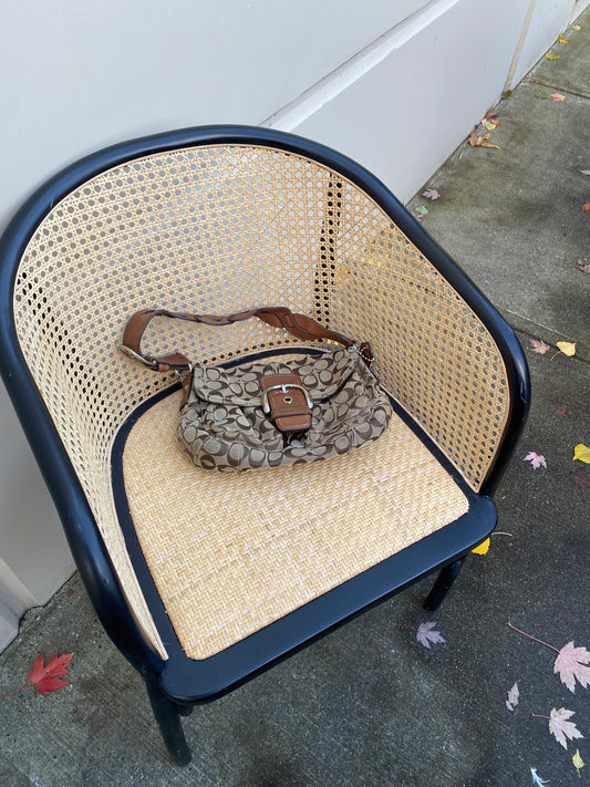 Vintage Coach Signature Brown Handbag W/ Braided Handle