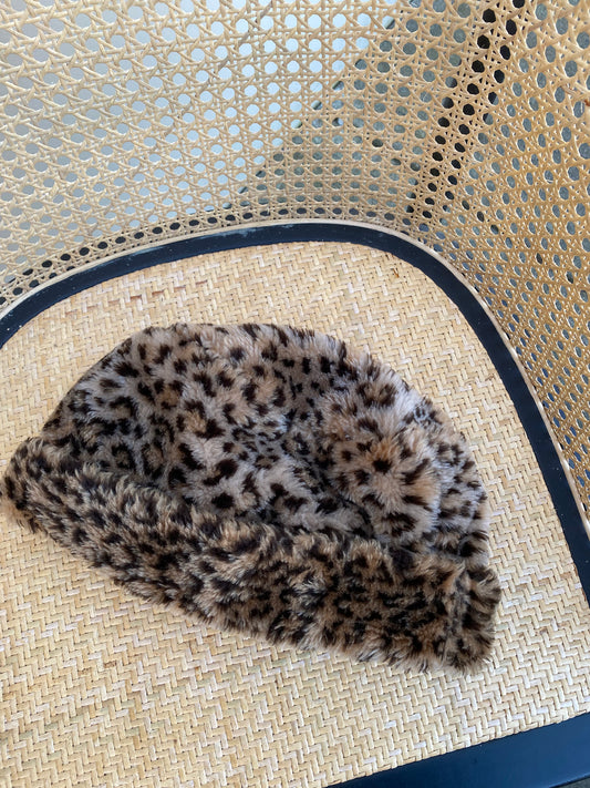 Faux Fur Leopard Hat O/S