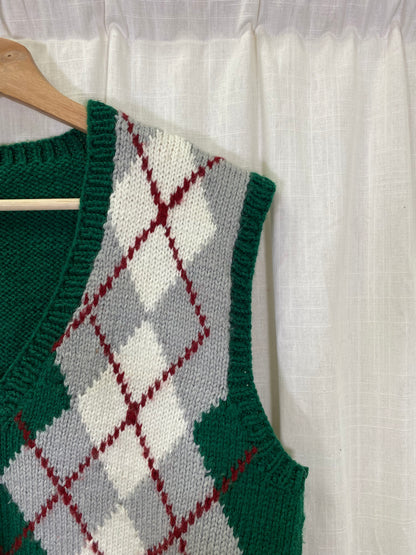 Argyle Knit Sweater Vest (L*)