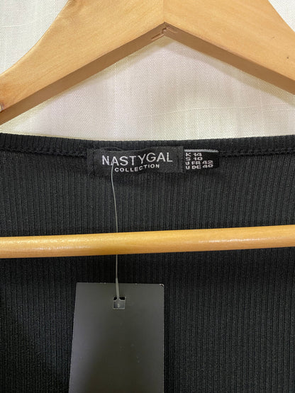 NastyGal Black Tie Crop Top (S)