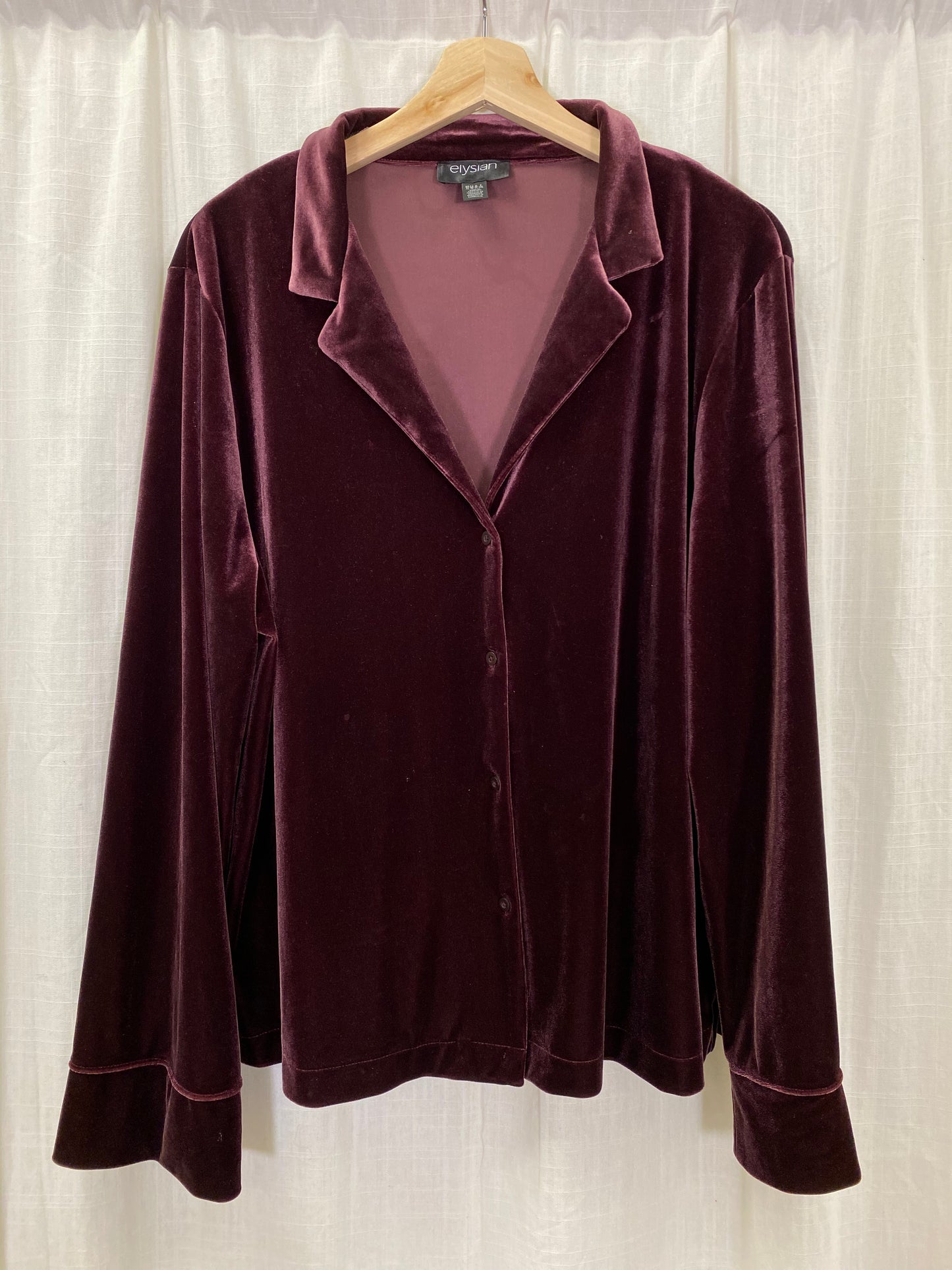 Burgundy Velvet Button Up (XL)